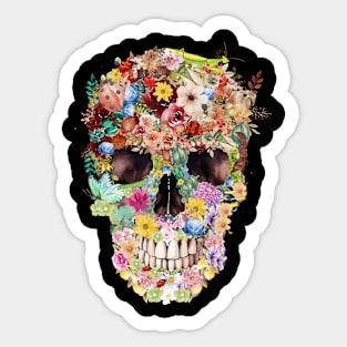 floral skullart Sticker